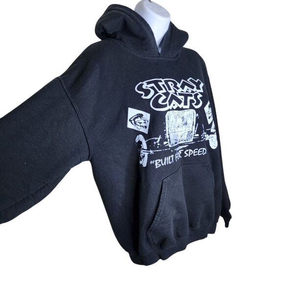 Stray Cats Built For Speed Pullover Hooded Hoodie Sweatshirt Womens L Black - Picture 3 of 4